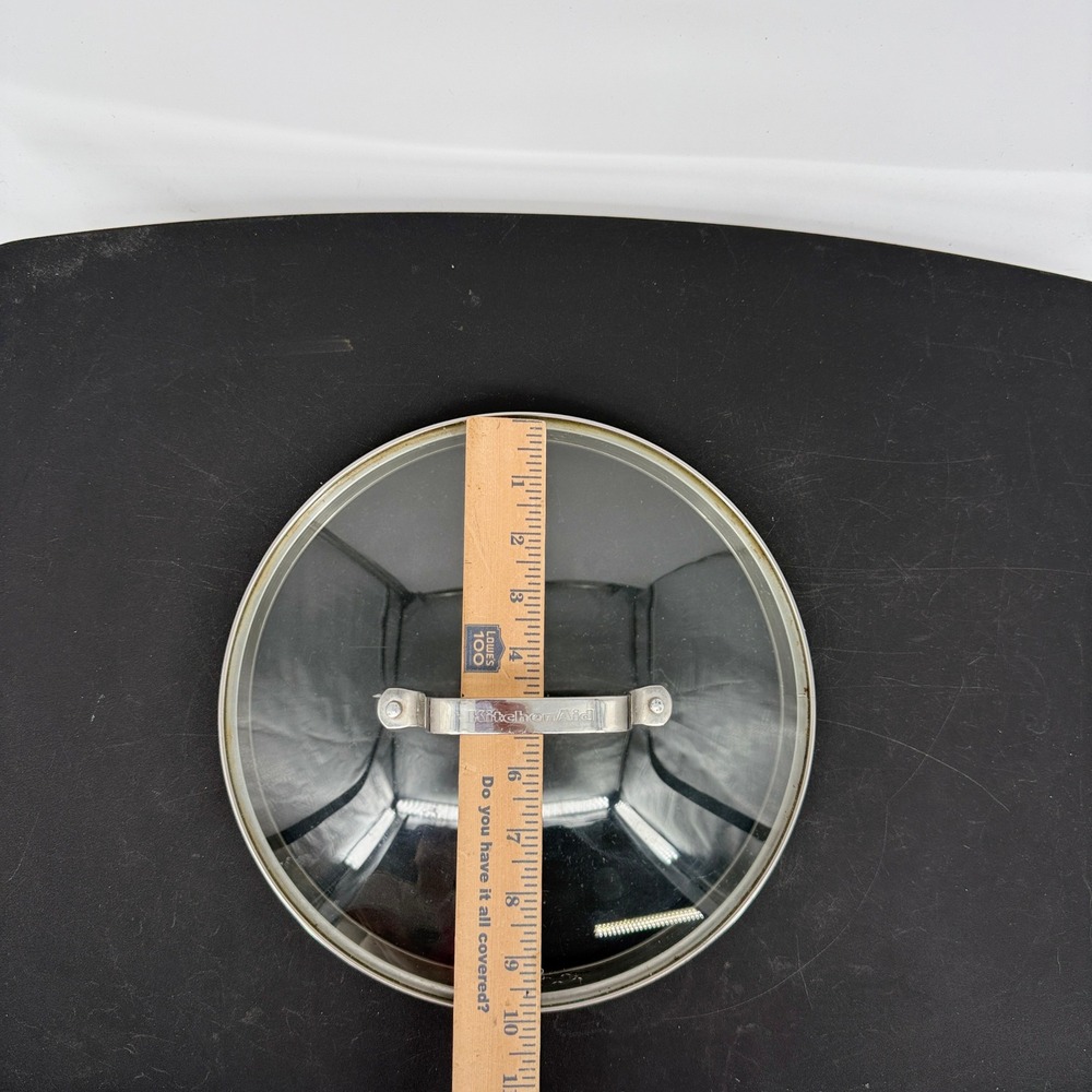 KitchenAid 9.5 Inch Tempered Glass Straining Lid with Stainless Steel Rim Handle - Picture 6 of 7